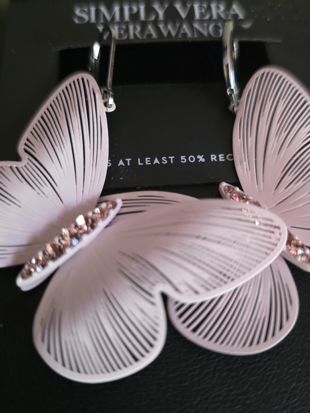 Simply Vera Vera Wang Pink Butterfly Earrings With Rhinestones